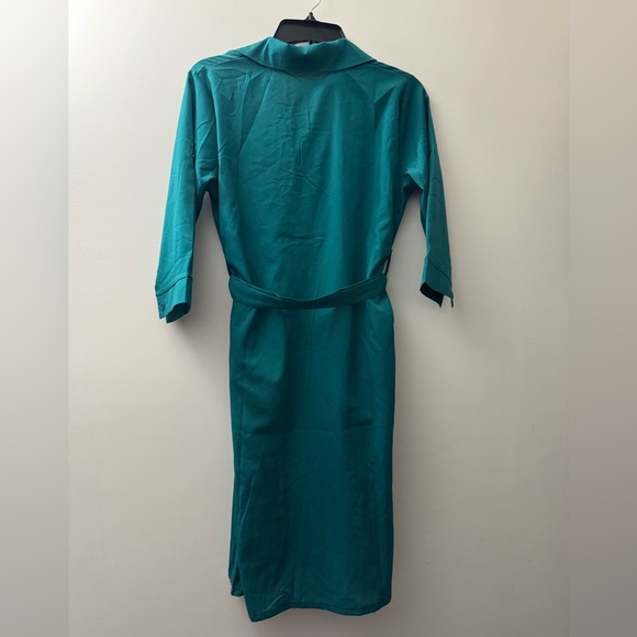 Teal Button-Up Belted Dress - Picture 4 of 4